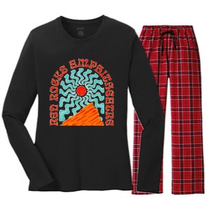 Red Rocks Amphitheater Colorado Hippie Poster Women's Long Sleeve Flannel Pajama Set 