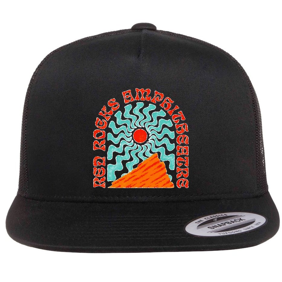 Red Rocks Amphitheater Colorado Hippie Poster Flat Bill Trucker Hat