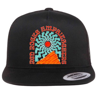 Red Rocks Amphitheater Colorado Hippie Poster Flat Bill Trucker Hat