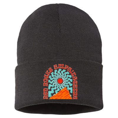 Red Rocks Amphitheater Colorado Hippie Poster Sustainable Knit Beanie