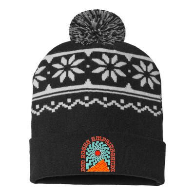 Red Rocks Amphitheater Colorado Hippie Poster USA-Made Snowflake Beanie