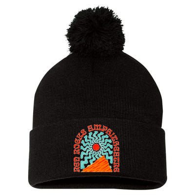 Red Rocks Amphitheater Colorado Hippie Poster Pom Pom 12in Knit Beanie