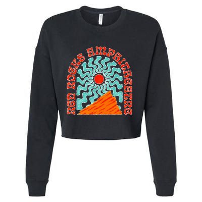 Red Rocks Amphitheater Colorado Hippie Poster Cropped Pullover Crew
