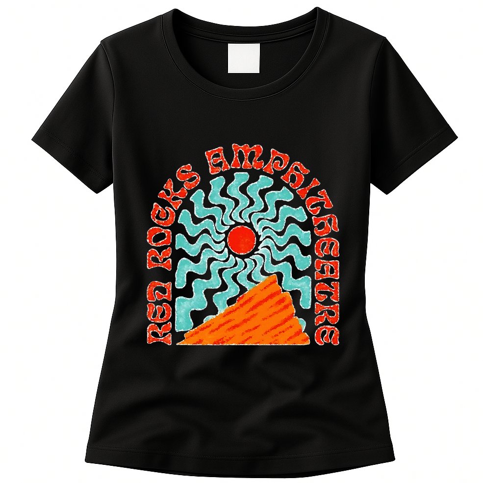 Red Rocks Amphitheater Colorado Hippie Poster Womens T-Shirt