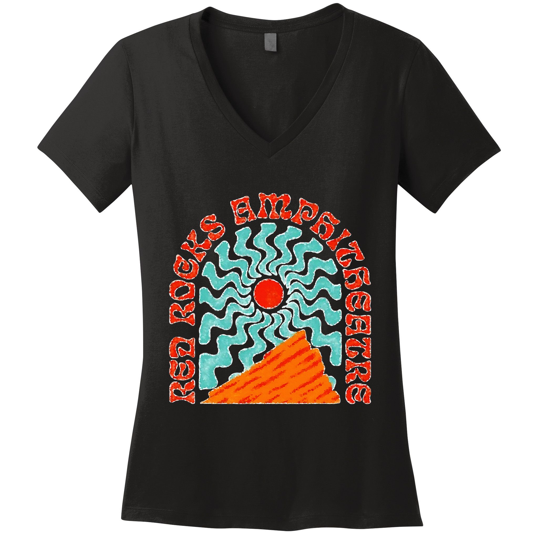 Red Rocks Amphitheater Colorado Hippie Poster Women's V-Neck T-Shirt