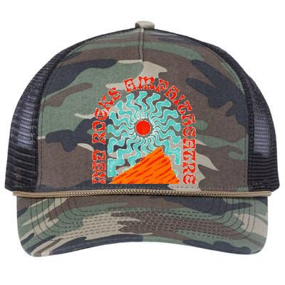 Red Rocks Amphitheater Colorado Hippie Poster Retro Rope Trucker Hat Cap