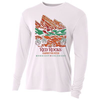 Red Rocks Amphitheater Morrison Colorado Poster Art Cooling Performance Long Sleeve Crew