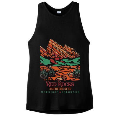 Red Rocks Amphitheater Morrison Colorado Poster Art Ladies PosiCharge Tri-Blend Wicking Tank