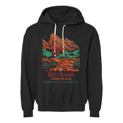 Red Rocks Amphitheater Morrison Colorado Poster Art Garment-Dyed Fleece Hoodie