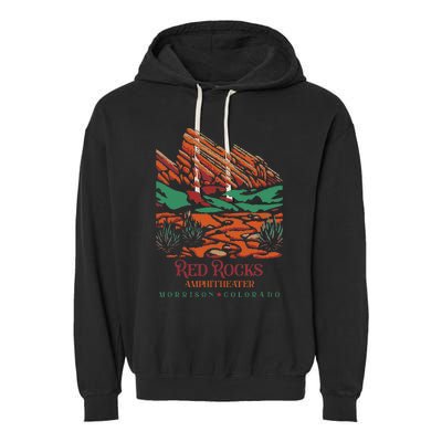 Red Rocks Amphitheater Morrison Colorado Poster Art Garment-Dyed Fleece Hoodie