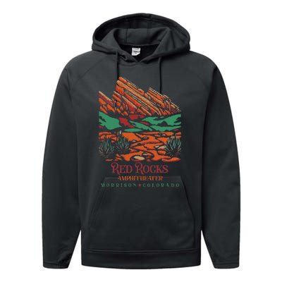 Red Rocks Amphitheater Morrison Colorado Poster Art Performance Fleece Hoodie