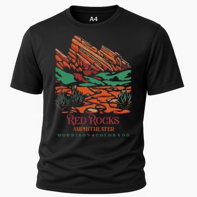 Red Rocks Amphitheater Morrison Colorado Poster Art Cooling Performance Crew T-Shirt