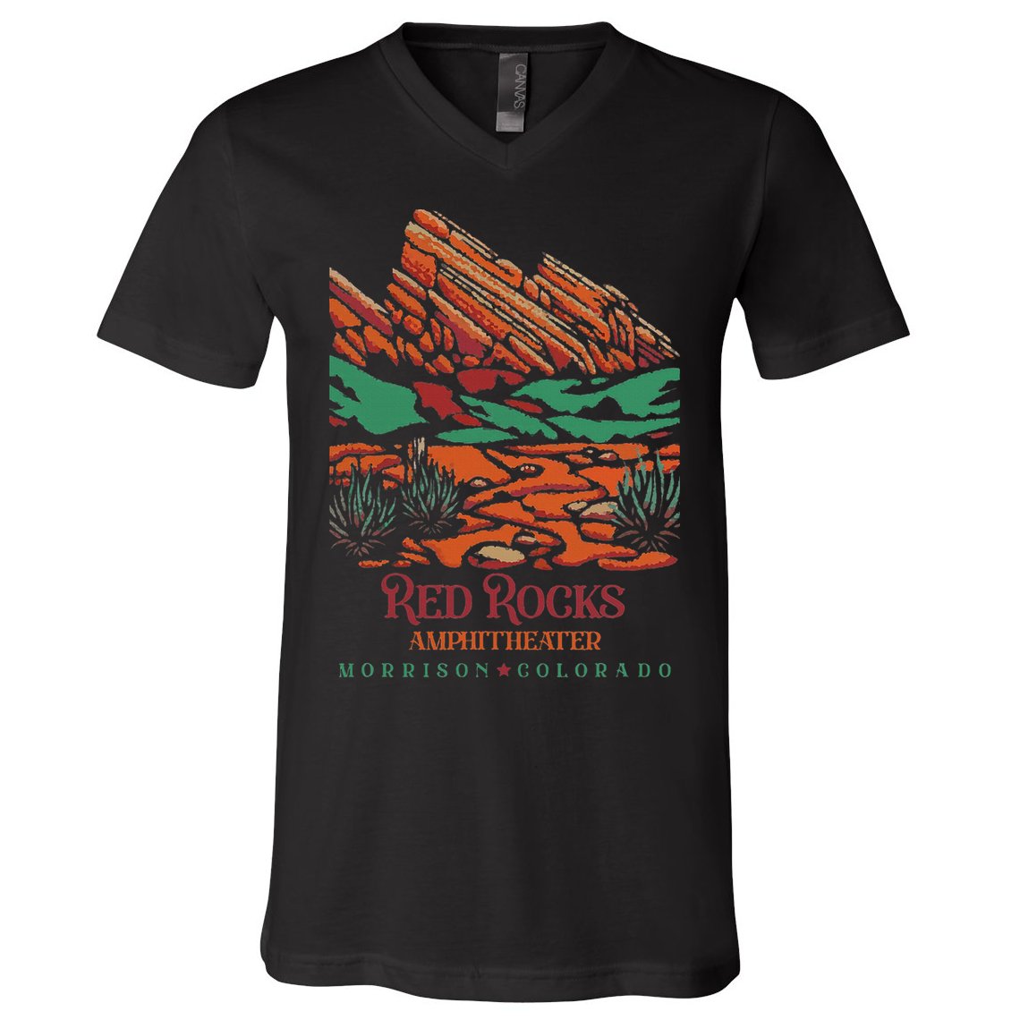 Red Rocks Amphitheater Morrison Colorado Poster Art V-Neck T-Shirt