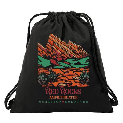Red Rocks Amphitheater Morrison Colorado Poster Art Drawstring Bag
