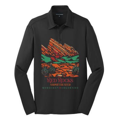 Red Rocks Amphitheater Morrison Colorado Poster Art Silk Touch Performance Long Sleeve Polo