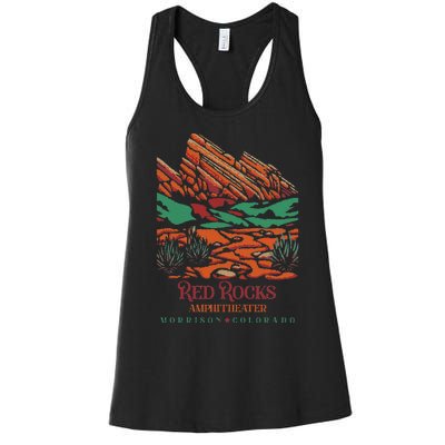 Red Rocks Amphitheater Morrison Colorado Poster Art Women's Racerback Tank