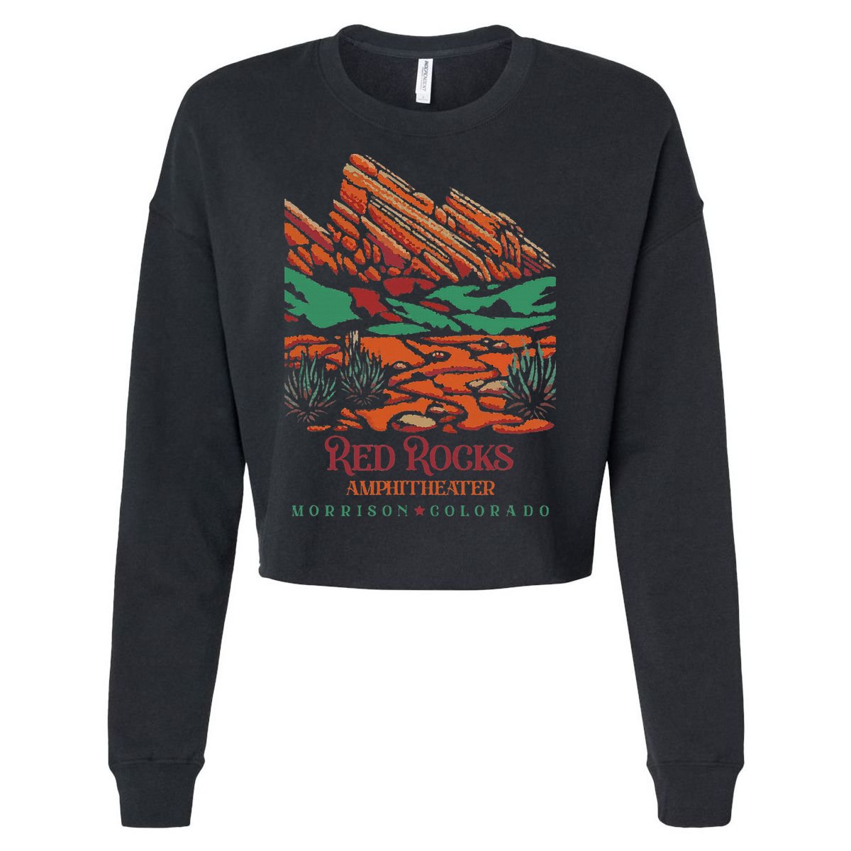Red Rocks Amphitheater Morrison Colorado Poster Art Cropped Pullover Crew