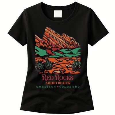 Red Rocks Amphitheater Morrison Colorado Poster Art Womens T-Shirt