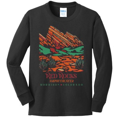 Red Rocks Amphitheater Morrison Colorado Poster Art Kids Long Sleeve Shirt