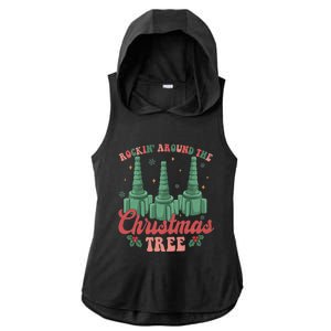 Retro Rockin Around The Christmas Tree Respiratory Therapist Gift Ladies PosiCharge Tri-Blend Wicking Draft Hoodie Tank