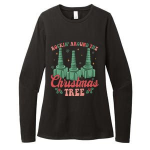 Retro Rockin Around The Christmas Tree Respiratory Therapist Gift Womens CVC Long Sleeve Shirt