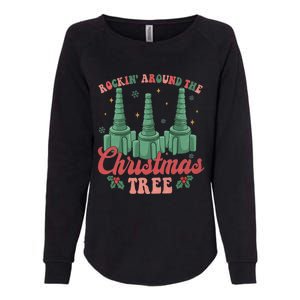 Retro Rockin Around The Christmas Tree Respiratory Therapist Gift Womens California Wash Sweatshirt