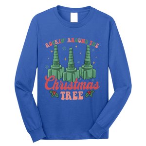 Retro Rockin Around The Christmas Tree Respiratory Therapist Gift Long Sleeve Shirt