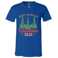 Retro Rockin Around The Christmas Tree Respiratory Therapist Gift V-Neck T-Shirt