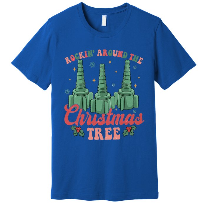 Retro Rockin Around The Christmas Tree Respiratory Therapist Gift Premium T-Shirt