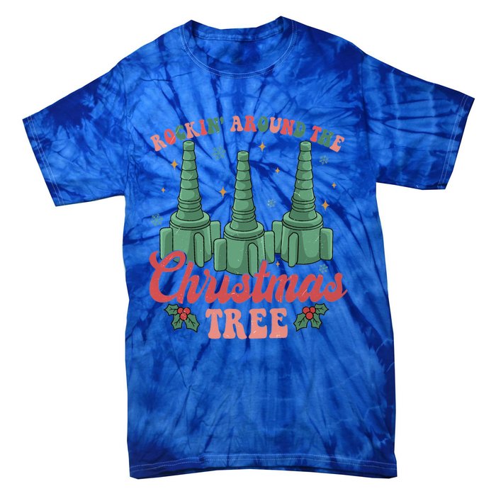 Retro Rockin Around The Christmas Tree Respiratory Therapist Gift Tie-Dye T-Shirt