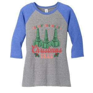 Retro Rockin Around The Christmas Tree Respiratory Therapist Gift Women's Tri-Blend 3/4-Sleeve Raglan Shirt