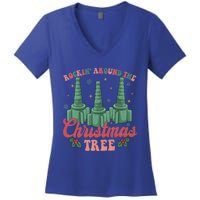 Retro Rockin Around The Christmas Tree Respiratory Therapist Gift Women's V-Neck T-Shirt