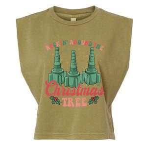 Retro Rockin Around The Christmas Tree Respiratory Therapist Gift Garment-Dyed Women's Muscle Tee