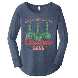 Retro Rockin Around The Christmas Tree Respiratory Therapist Gift Women's Perfect Tri Tunic Long Sleeve Shirt