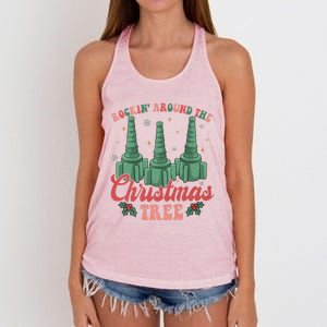 Retro Rockin Around The Christmas Tree Respiratory Therapist Gift Women's Knotted Racerback Tank