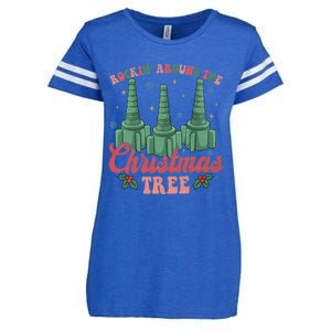 Retro Rockin Around The Christmas Tree Respiratory Therapist Gift Enza Ladies Jersey Football T-Shirt