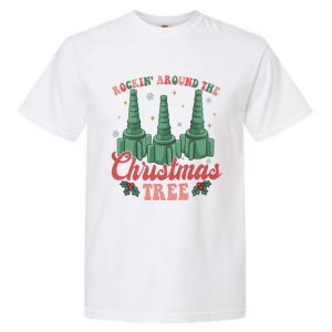 Retro Rockin Around The Christmas Tree Respiratory Therapist Gift Garment-Dyed Heavyweight T-Shirt