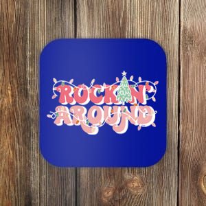 Retro Rockin Around Christmas Tree Light Xmas Gift Coaster