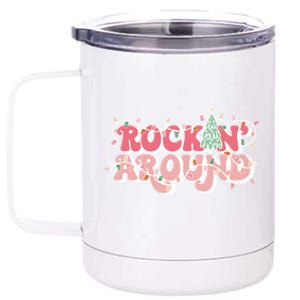 Retro Rockin Around Christmas Tree Light Xmas Gift 12 oz Stainless Steel Tumbler Cup