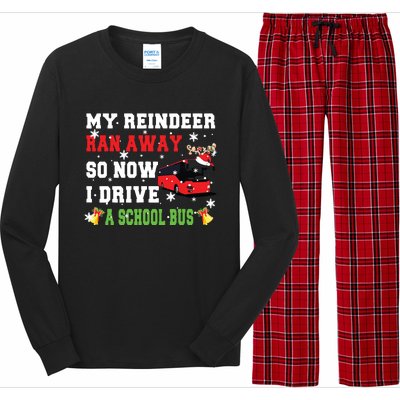 Reindeer Ran Away Now I Drive A School Bus Xmas Santa Driver Long Sleeve Pajama Set