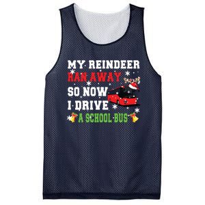 Reindeer Ran Away Now I Drive A School Bus Xmas Santa Driver Mesh Reversible Basketball Jersey Tank