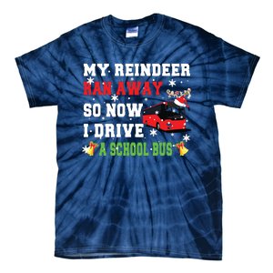 Reindeer Ran Away Now I Drive A School Bus Xmas Santa Driver Tie-Dye T-Shirt