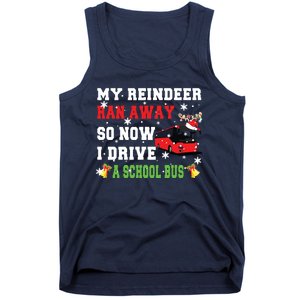 Reindeer Ran Away Now I Drive A School Bus Xmas Santa Driver Tank Top