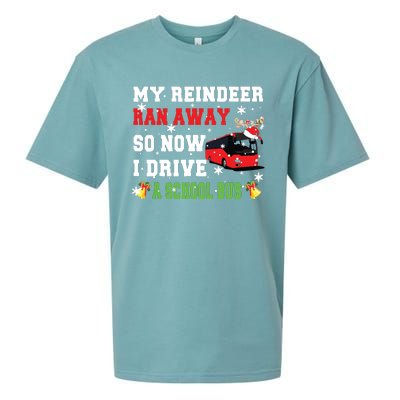 Reindeer Ran Away Now I Drive A School Bus Xmas Santa Driver Sueded Cloud Jersey T-Shirt