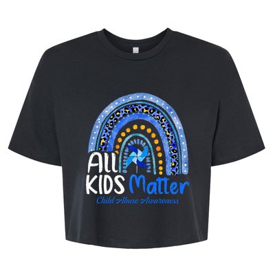 Retro Rainbow All Matter Pinwheel Child Abuse Awareness Bella+Canvas Jersey Crop Tee