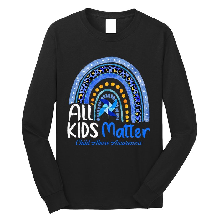 Retro Rainbow All Matter Pinwheel Child Abuse Awareness Long Sleeve Shirt