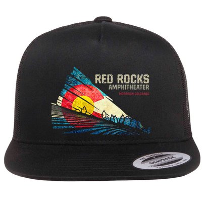 Red Rocks Amphitheater Colorado C State Flag Flat Bill Trucker Hat