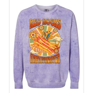 Red Rocks Amphitheater Colorado Hippie Poster Colorblast Crewneck Sweatshirt