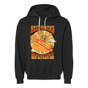 Red Rocks Amphitheater Colorado Hippie Poster Garment-Dyed Fleece Hoodie