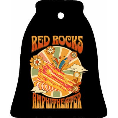 Red Rocks Amphitheater Colorado Hippie Poster Ceramic Bell Ornament